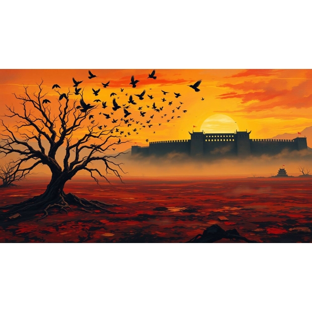 A warm, bold acrylic painting with vibrant colors and textured brushstrokes, cinematic, 5-second slo