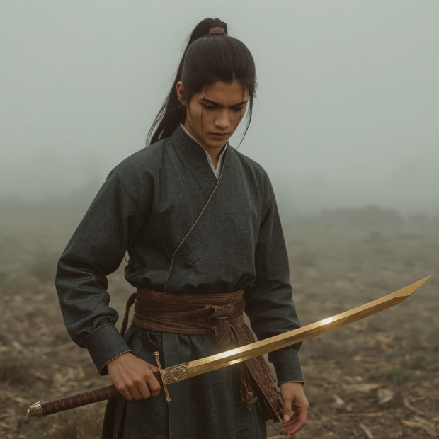 Lucid_Realism_A_young_Asian_warrior_stands_alone_in_a_desolate_2.jpg