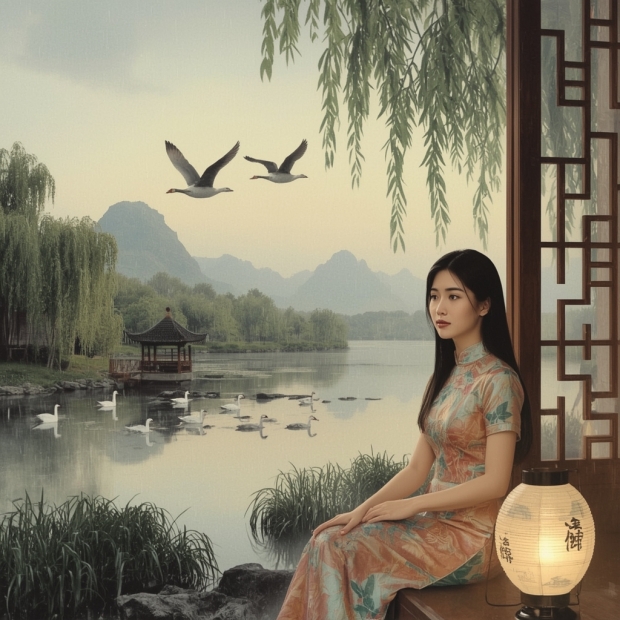 Lucid_Realism_A_serene_Chinese_landscape_at_dusk_with_geese_fl_0.jpg