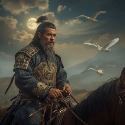 Lucid_Realism_A_50yearold_elegant_warrior_sits_majestically_on_2.jpg