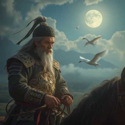 Lucid_Realism_A_50yearold_elegant_warrior_sits_majestically_on_0.jpg