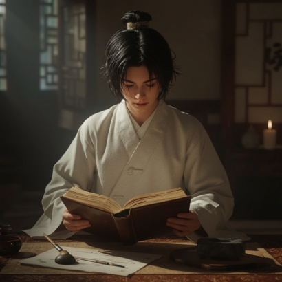 Lucid_Realism_A_serene_3D_illustration_of_a_blackhaired_young__0.jpg