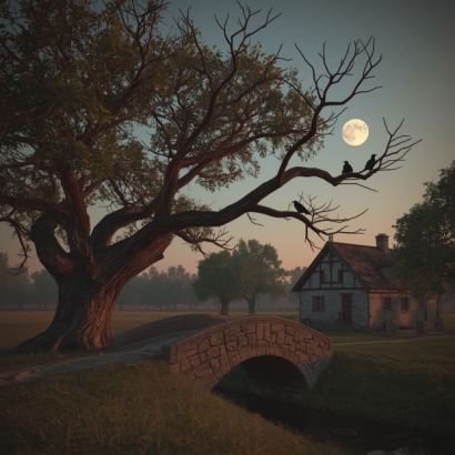 Lucid_Realism_A_serene_3D_landscape_at_dusk_featuring_a_majest_1.jpg
