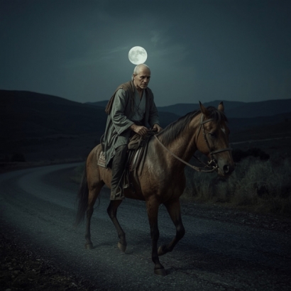 Lucid_Realism_A_weary_traveler_rides_a_thin_horse_under_the_so_3.jpg